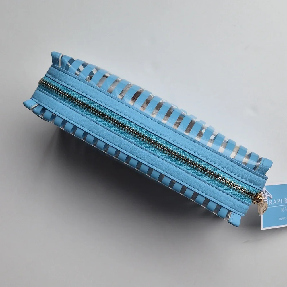 Draper James Sky Blue Striped Travel Pouch